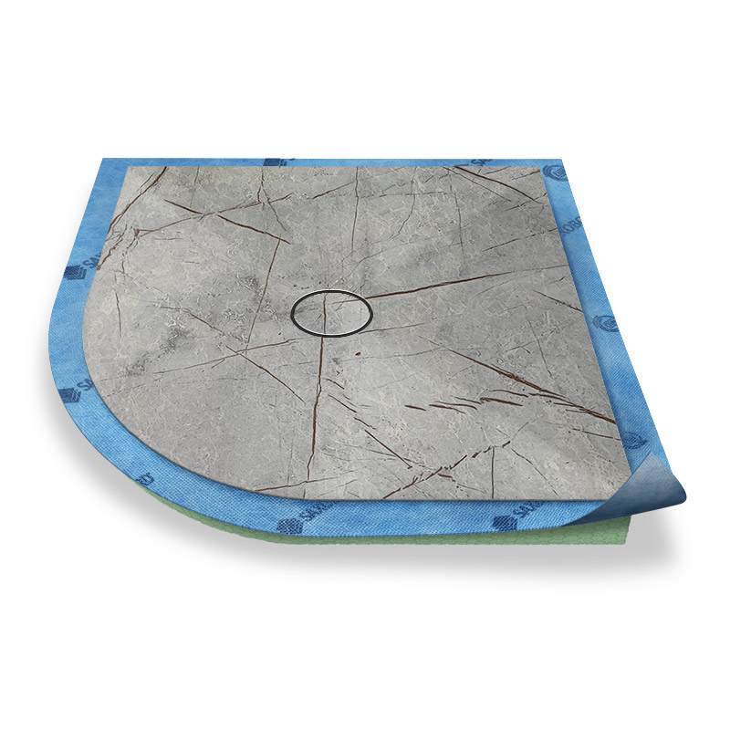 Viertelkreis-Duschelement Punktablauf mit Dekoroberfläche 80x90 cm