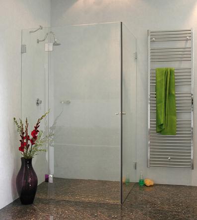BiX, Bündige Eck-Dusche,  2 Türen, Glas klar, verchromt, H=195cm