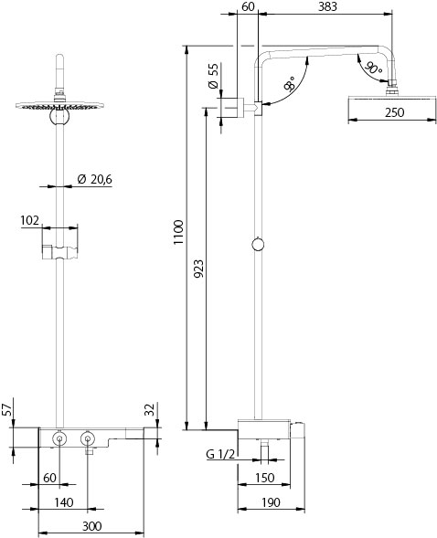 QUICK 72 Aquamaxx 340 rund mit Glasablage